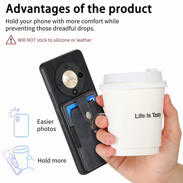 For Honor X9b Retro Skin-feel Ring Card Wallet Phone Case(Black)