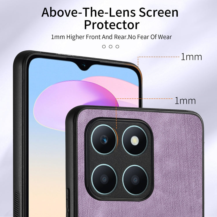 For Honor X6a Retro Skin-feel Ring Card Wallet Phone Case(Purple)