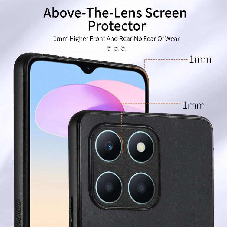 For Honor X6a Retro Skin-feel Ring Card Wallet Phone Case(Black)