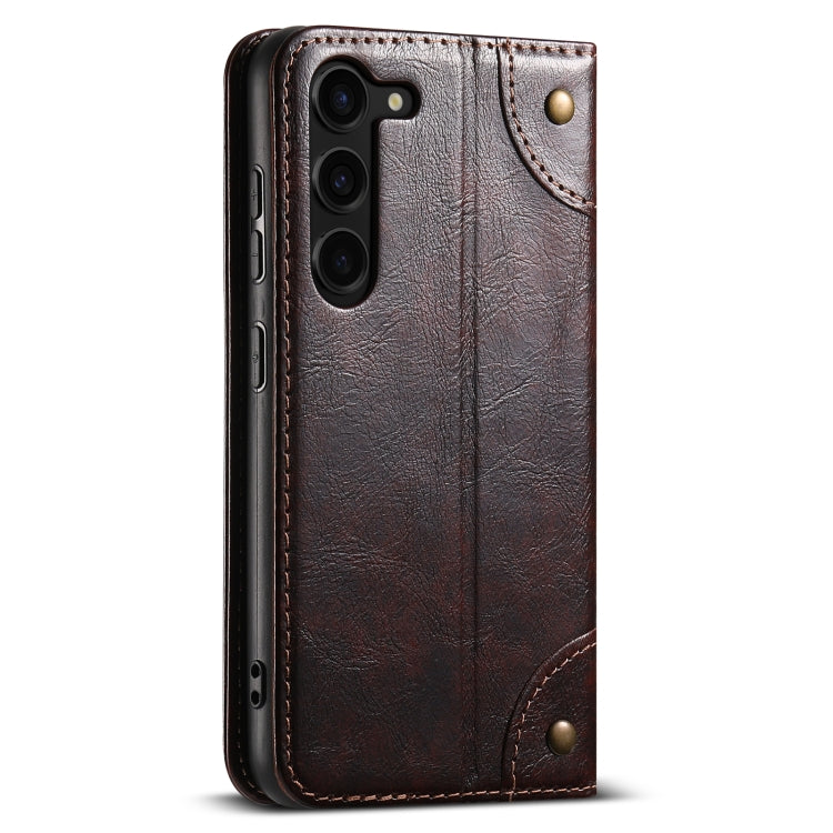 For Samsung Galaxy S24 5G Suteni Baroque Calf Texture Buckle Wallet Leather Phone Case(Brown)