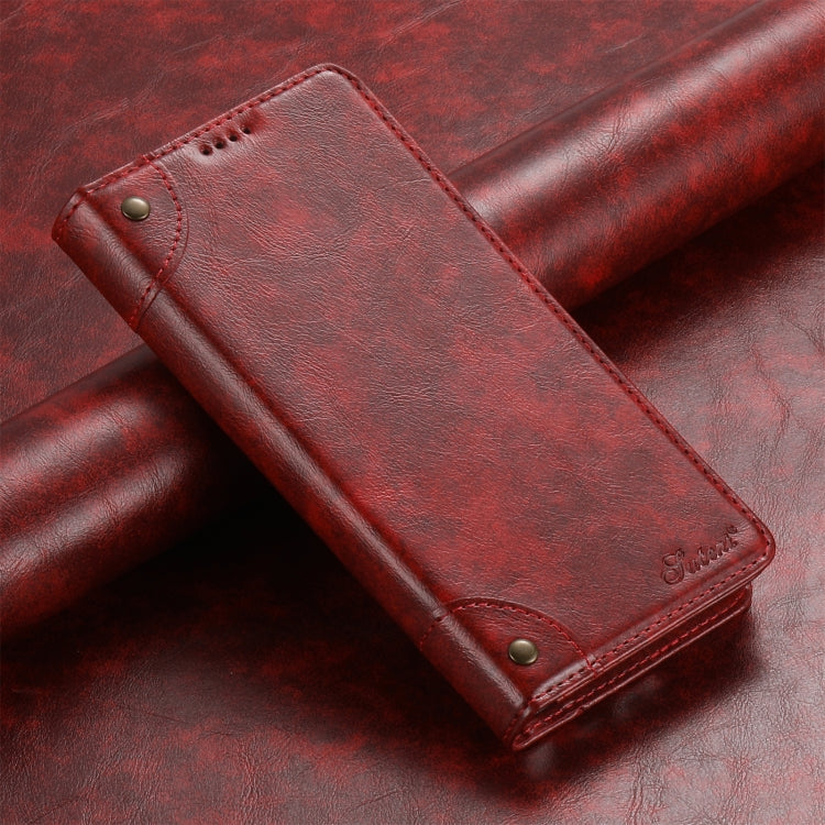 For Samsung Galaxy S24 5G Suteni Baroque Calf Texture Buckle Wallet Leather Phone Case(Red)