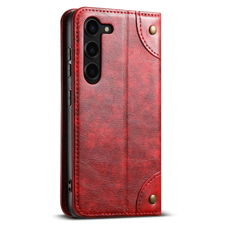 For Samsung Galaxy S24 5G Suteni Baroque Calf Texture Buckle Wallet Leather Phone Case(Red)