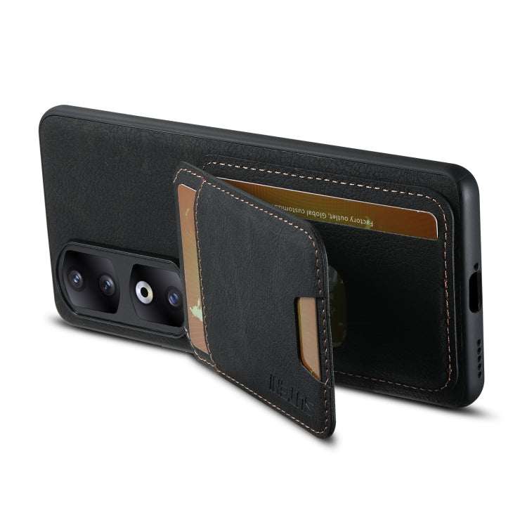 For Honor 70 Pro Suteni H02 Litchi Leather Card Wallet Stand Back Phone Case(Black)