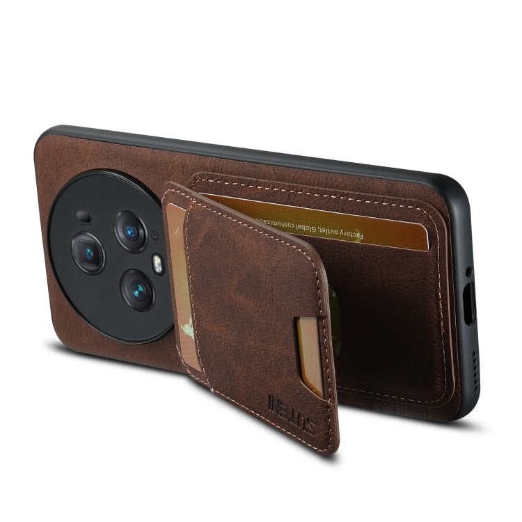 For Honor Magic4 Suteni H02 Litchi Leather Card Wallet Stand Back Phone Case(Brown)