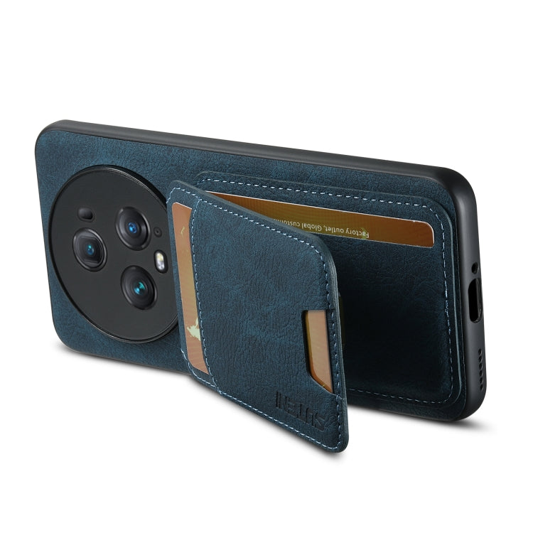 For Honor Magic4 Pro Suteni H02 Litchi Leather Card Wallet Stand Back Phone Case(Blue)
