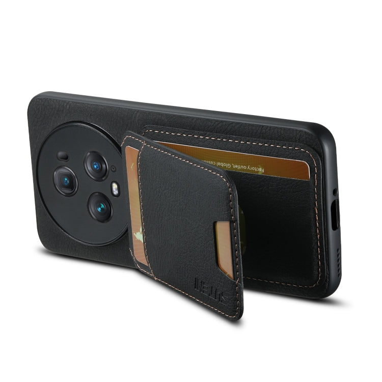 For Honor Magic5 Suteni H02 Litchi Leather Card Wallet Stand Back Phone Case(Black)