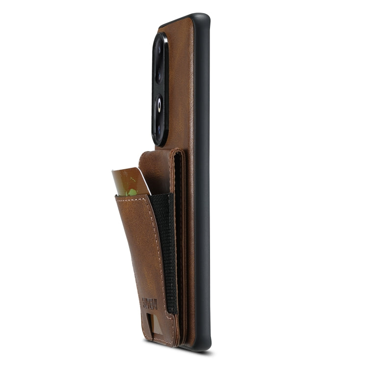 For Honor 80 Pro Suteni H03 Oil Wax Leather Wallet Stand Back Phone Case(Brown)