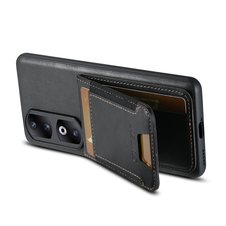 For Honor 70 Suteni H03 Oil Wax Leather Wallet Stand Back Phone Case(Black)