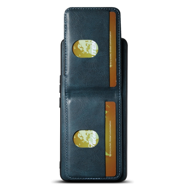 For Honor 60 Pro Suteni H03 Oil Wax Leather Wallet Stand Back Phone Case(Blue)