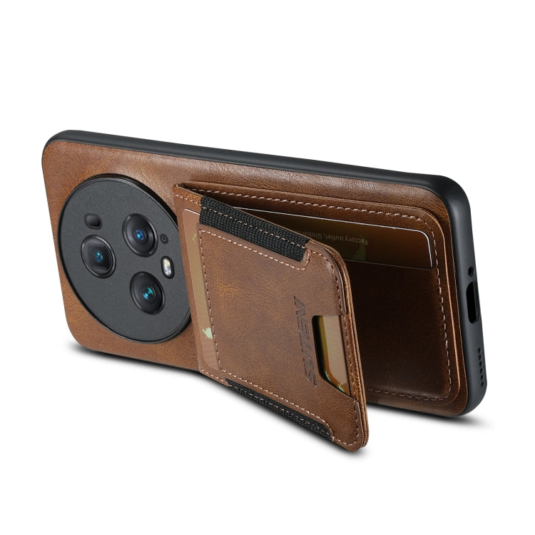 For Honor Magic6 Pro Suteni H03 Oil Wax Leather Wallet Stand Back Phone Case(Brown)