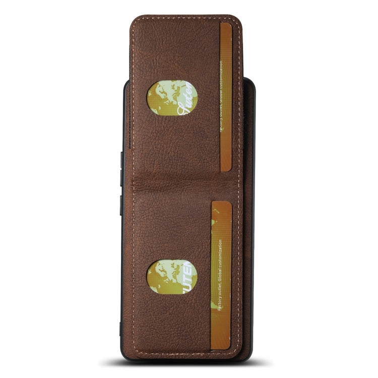 For Honor 60 Pro Suteni H03 Litchi Leather Card Bag Stand Back Phone Case(Brown)