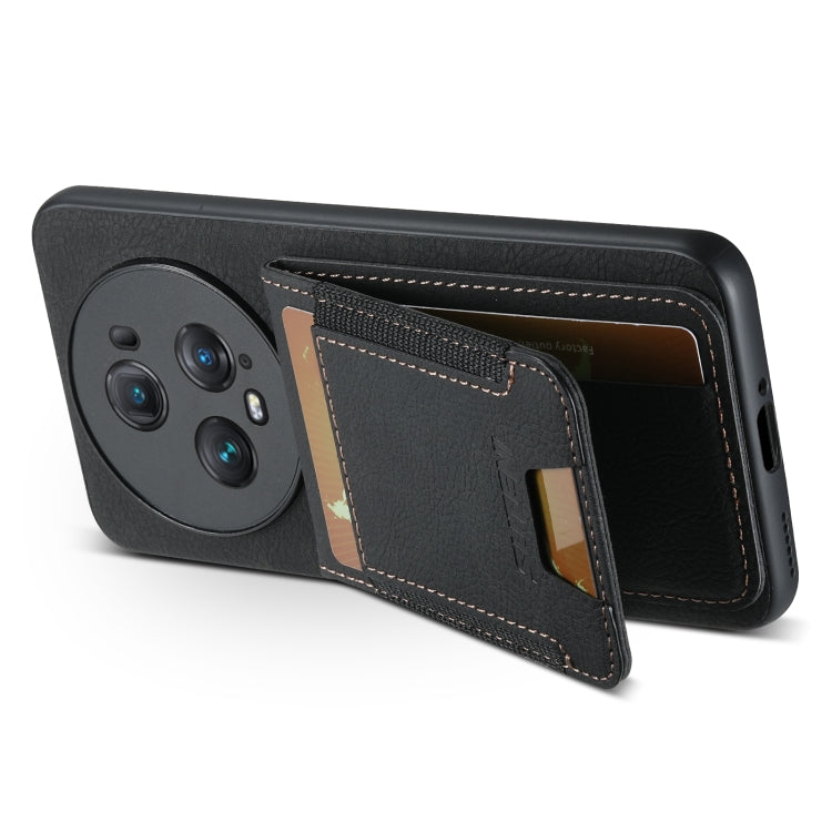 For Honor Magic5 Suteni H03 Litchi Leather Card Bag Stand Back Phone Case(Black)