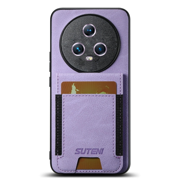 For Honor Magic5 Suteni H03 Litchi Leather Card Bag Stand Back Phone Case(Purple)