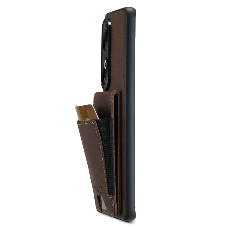 For Honor 80 Suteni H03 Litchi Leather Card Bag Stand Back Phone Case(Brown)