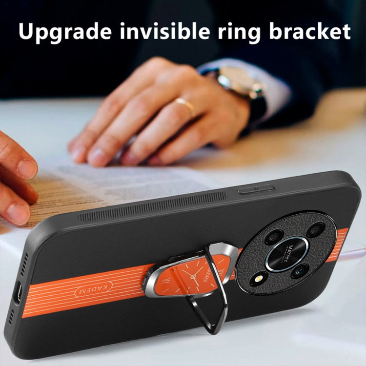 For Honor X9 5G Magnetic Litchi Leather Back Phone Case with Holder(Orange)