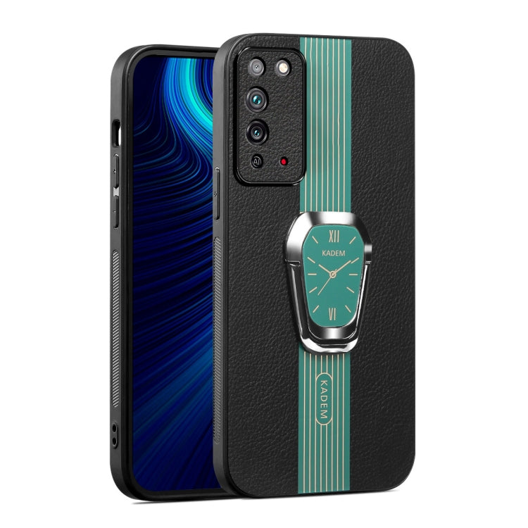 For Honor X10 Magnetic Litchi Leather Back Phone Case with Holder(Green)