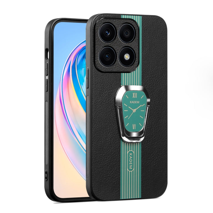 For Honor X8 4G Magnetic Litchi Leather Back Phone Case with Holder(Green)