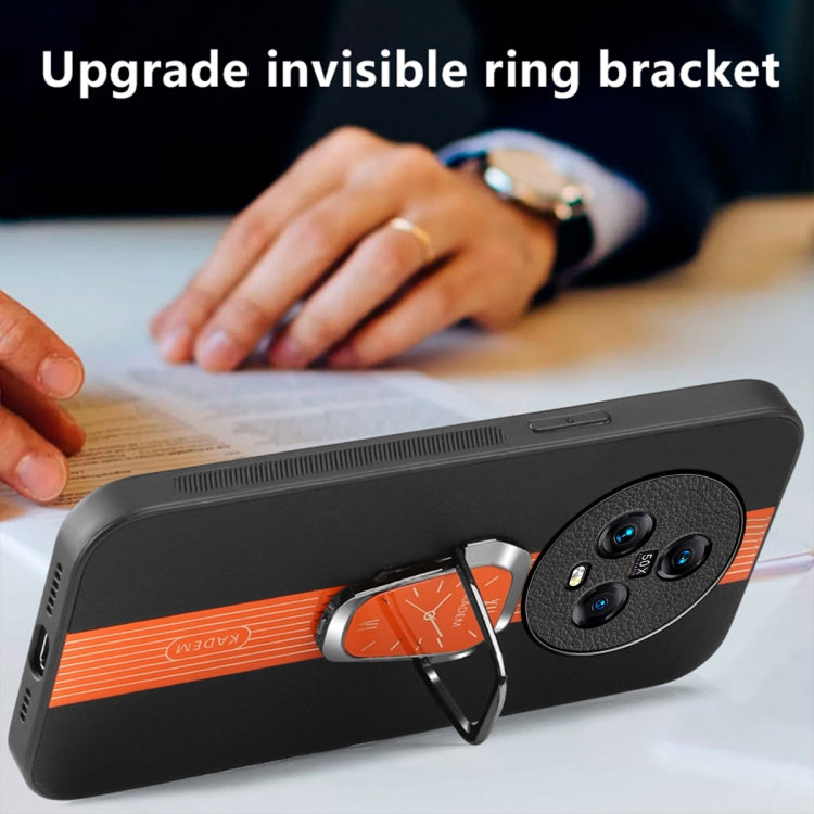 For Honor Magic5 Magnetic Litchi Leather Back Phone Case with Holder(Orange)