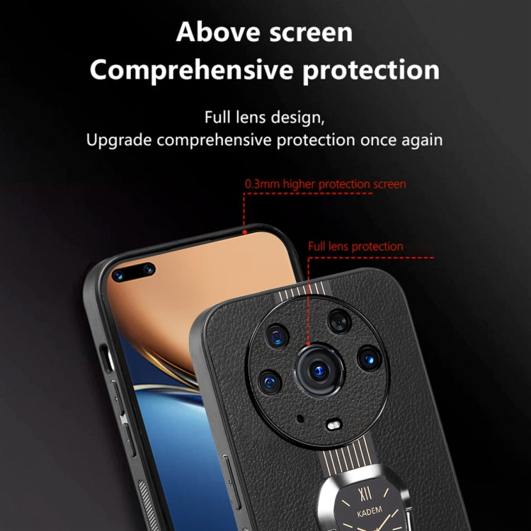 For Honor Magic3 Pro Magnetic Litchi Leather Back Phone Case with Holder(Black)