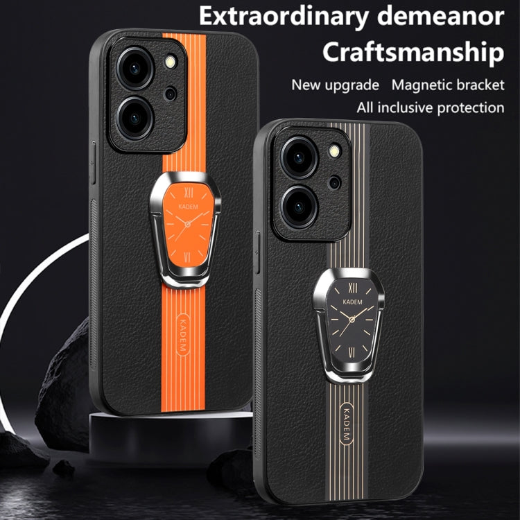 For Honor 80 SE Magnetic Litchi Leather Back Phone Case with Holder(Orange)