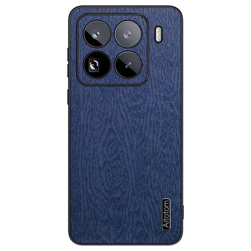 For Xiaomi 15 Pro Tree Bark Leather Shockproof Phone Case(Blue)