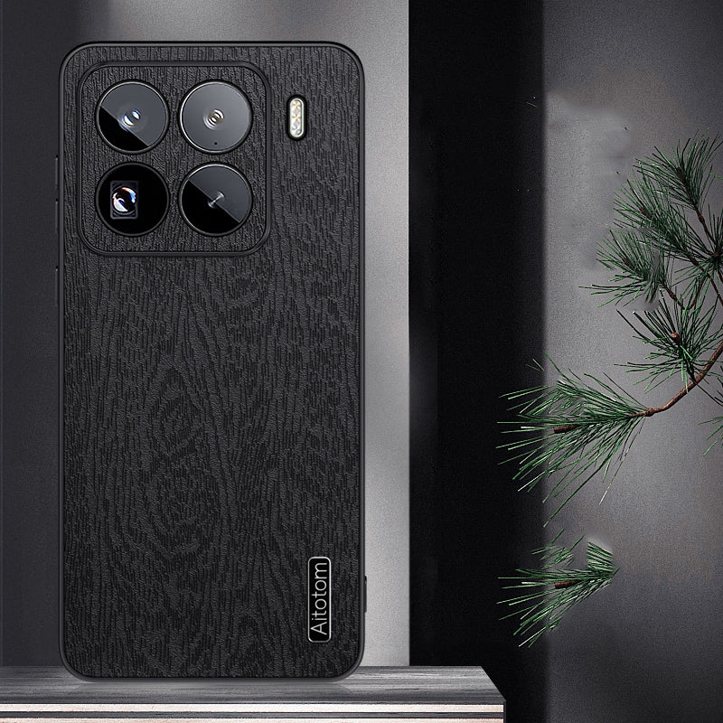 For Xiaomi 15 Pro Tree Bark Leather Shockproof Phone Case(Blue)