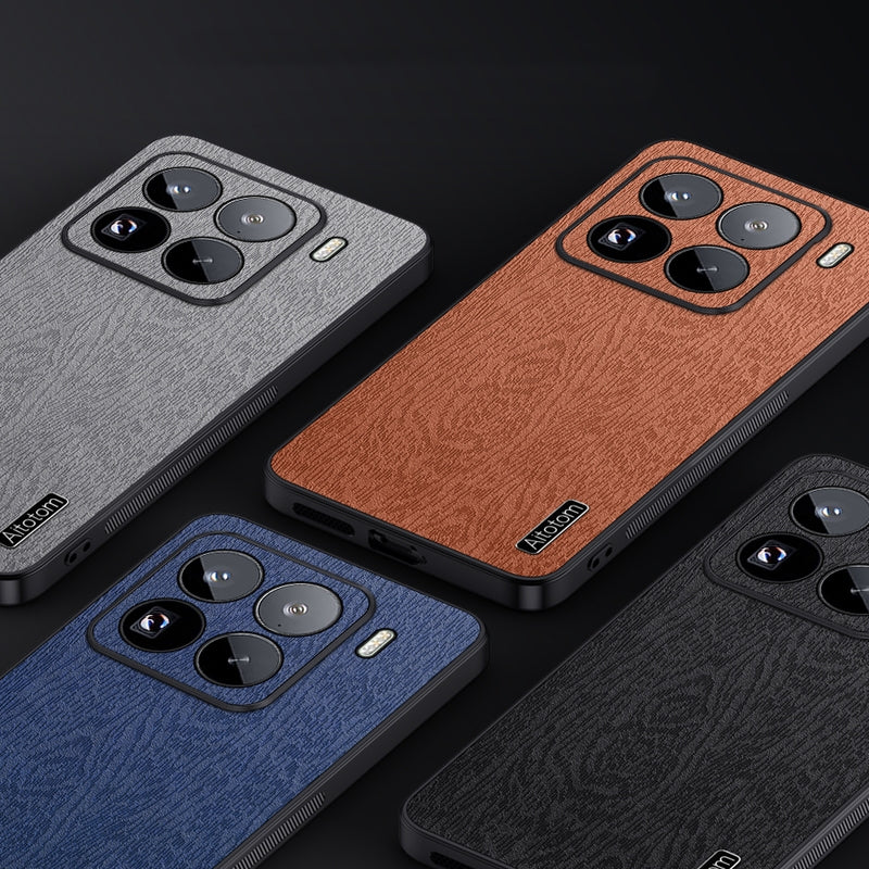 For Xiaomi 15 Pro Tree Bark Leather Shockproof Phone Case(Blue)