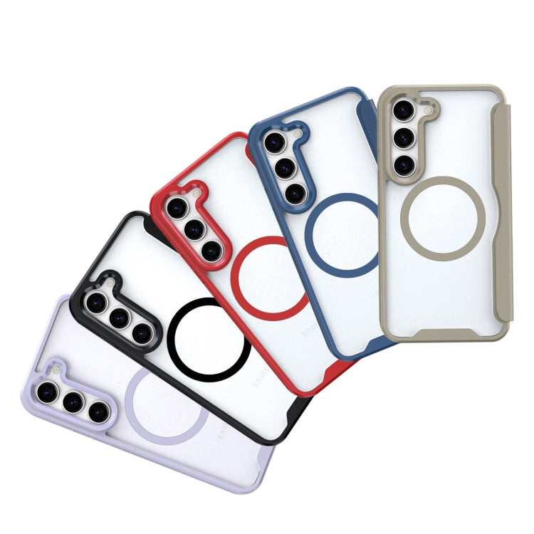 For Samsung Galaxy S24 5G MagSafe RFID Blocking Adsorption Flip Leather Phone Case(Blue)