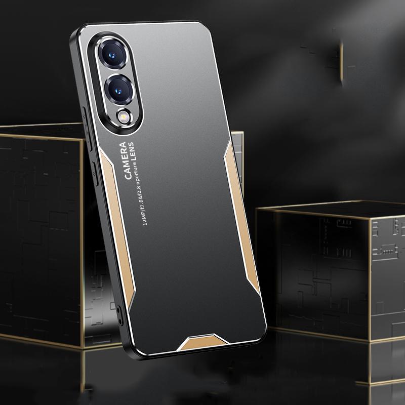 For Samsung Galaxy S25 Edge 5G Blade Series TPU Hybrid Metal Phone Case(Gold)