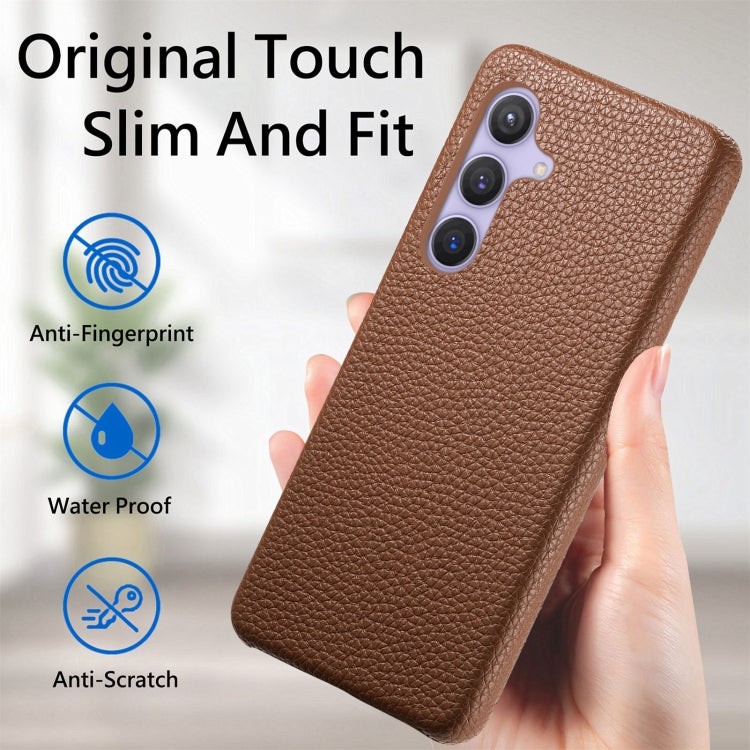 For Samsung Galaxy S24 5G Litchi Oil Edge Leather Back Phone Case(Brown)