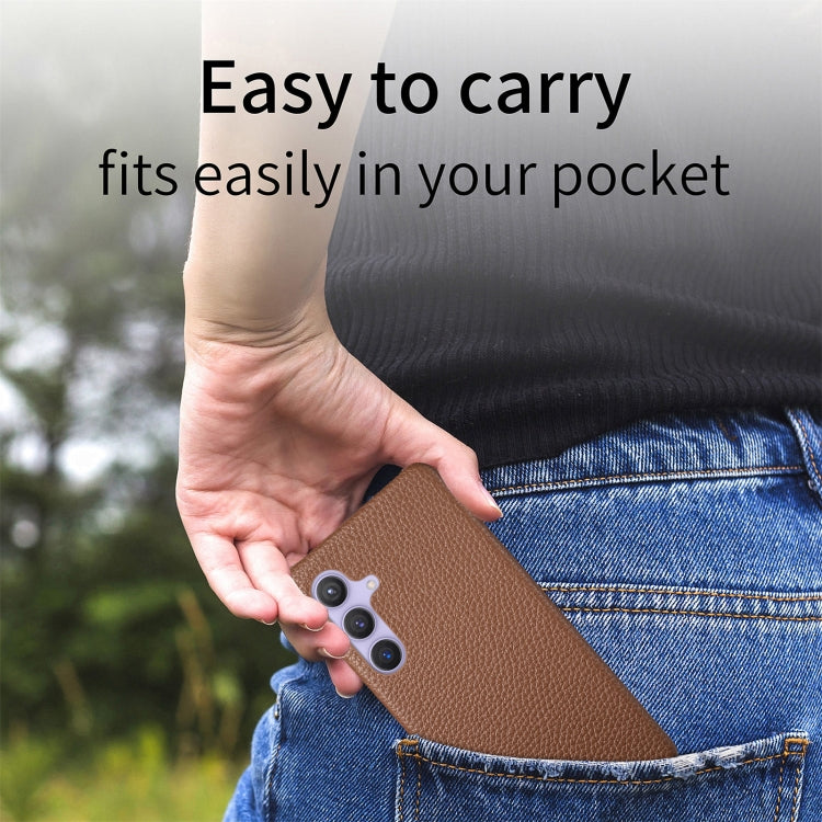 For Samsung Galaxy S24 5G Litchi Oil Edge Leather Back Phone Case(Brown)