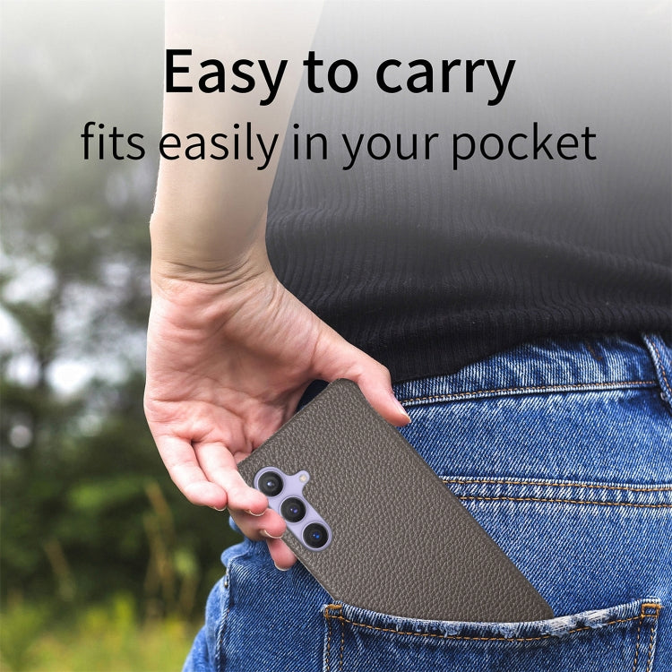 For Samsung Galaxy S24 5G Litchi Oil Edge Leather Back Phone Case(Grey)