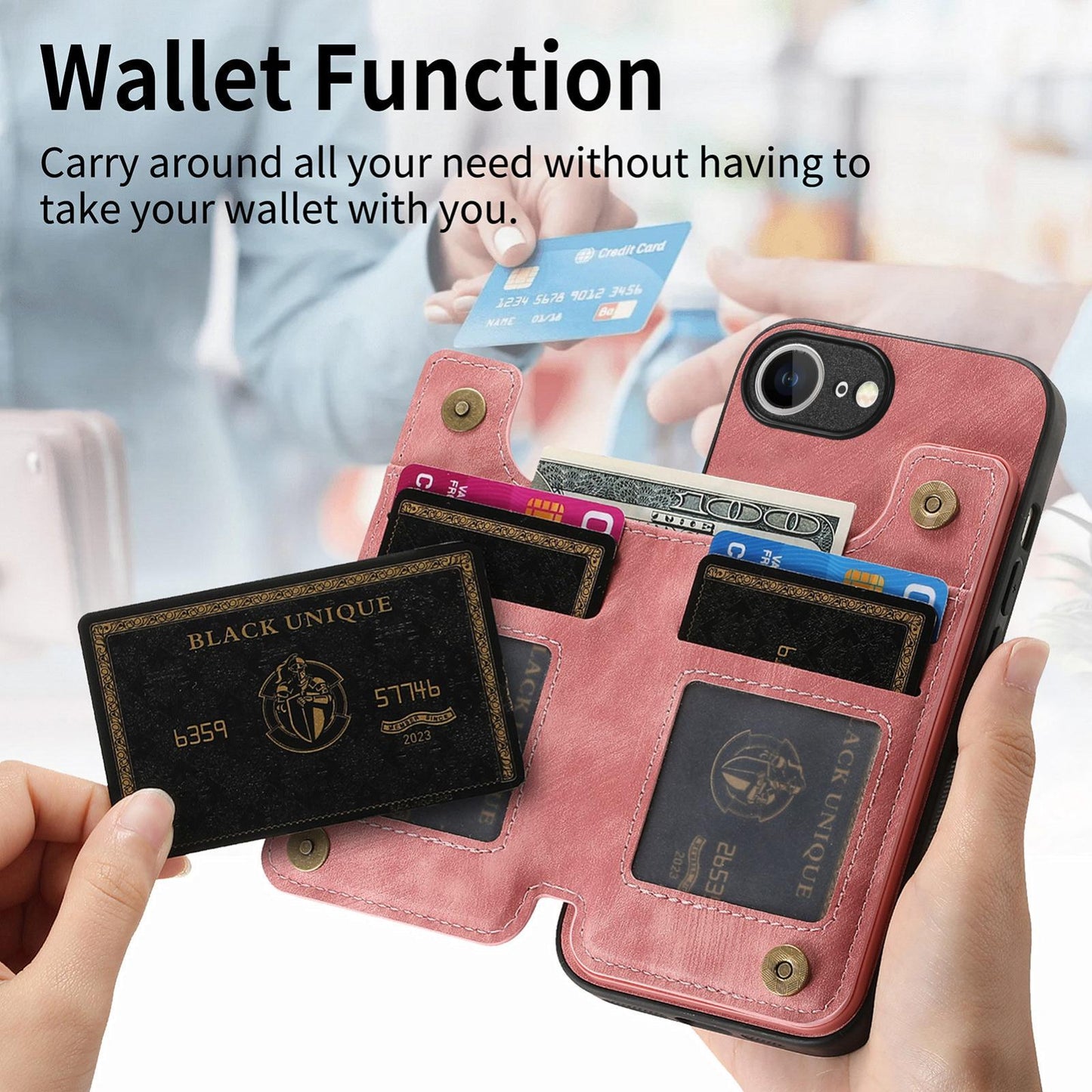 For iPhone 16e Retro Leather Zipper Wallet Back Phone Case(Pink)