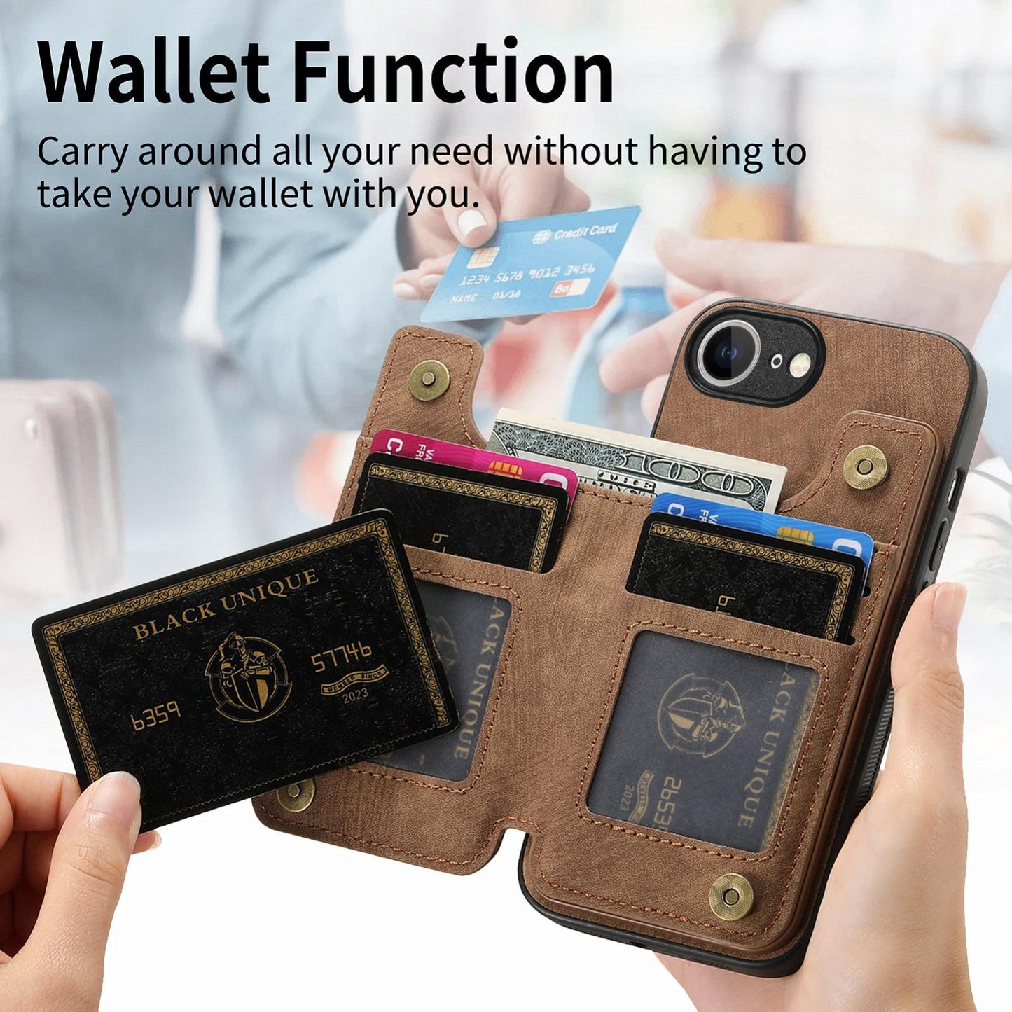 For iPhone 16e Retro Leather Zipper Wallet Back Phone Case(Brown)