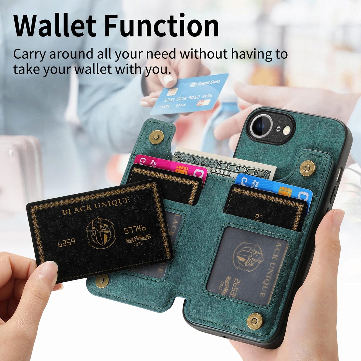 For iPhone 16e Retro Leather Zipper Wallet Back Phone Case(Green)
