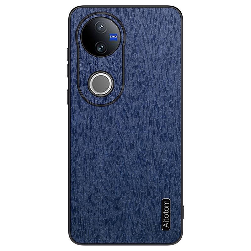 For vivo V50 Tree Bark Leather Shockproof Phone Case(Blue)