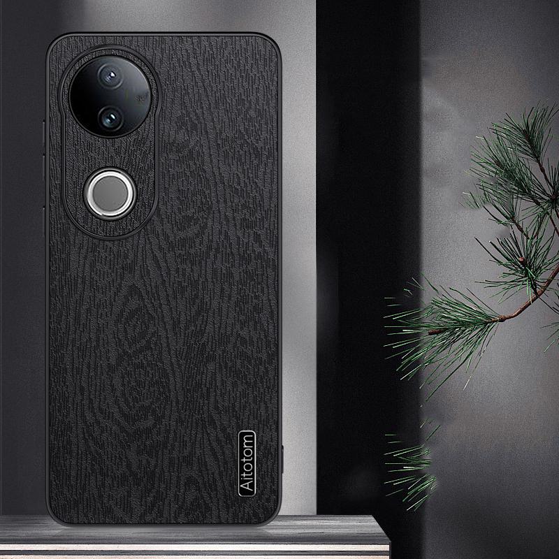 For vivo V50 Tree Bark Leather Shockproof Phone Case(Grey)