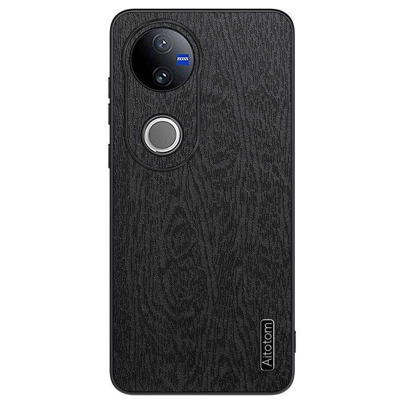 For vivo V50 Tree Bark Leather Shockproof Phone Case(Black)
