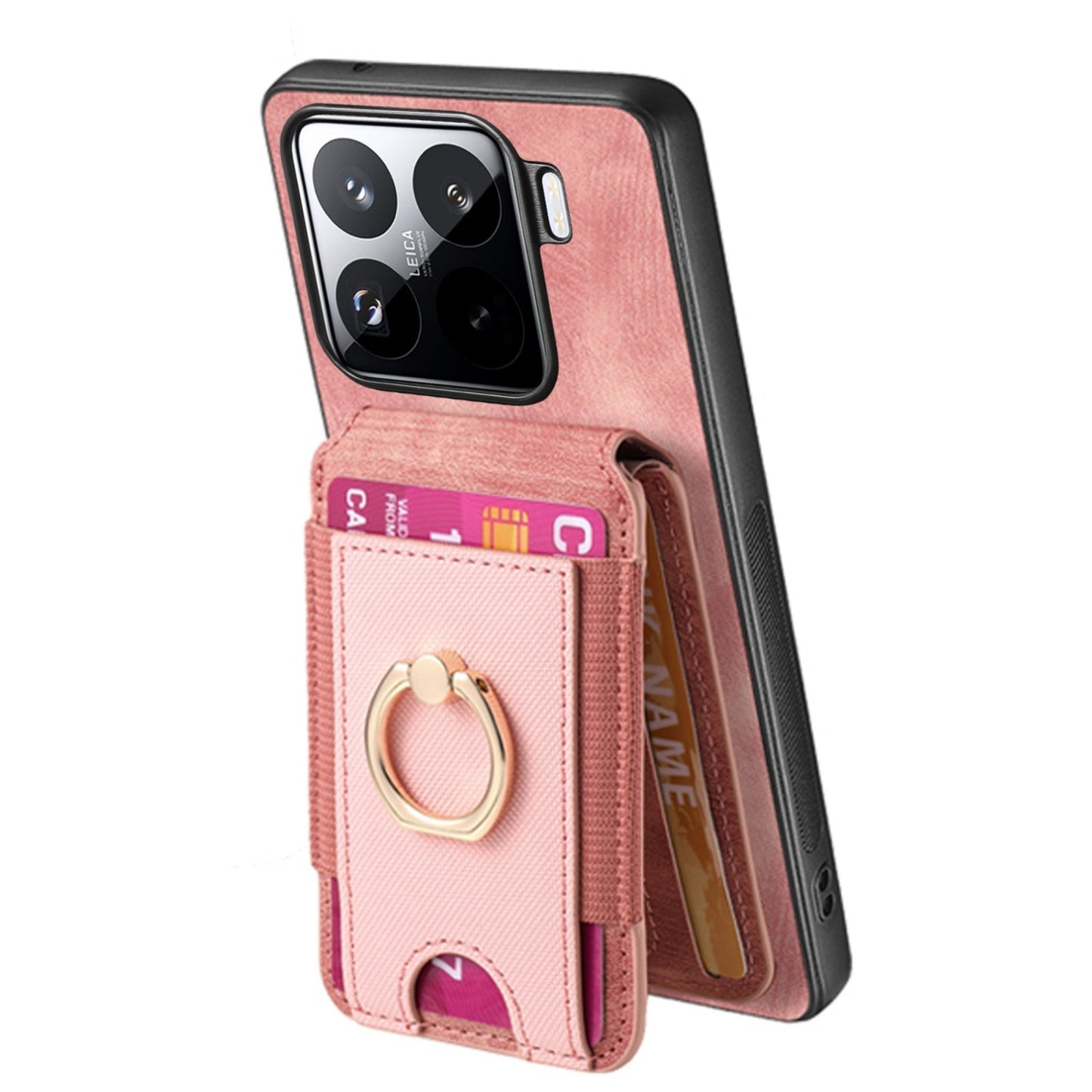 For Xiaomi 15 Pro Retro Splitable Magnetic Stand Card Bag Leather Phone Case(Pink)