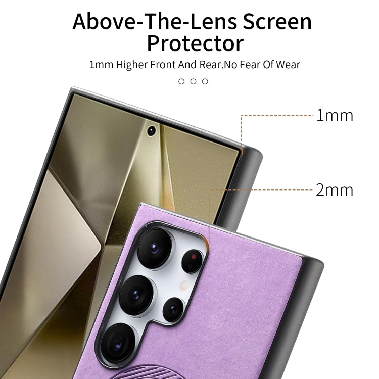 For Samsung Galaxy S24 5G Solid Color Retro Magsafe PU Back Cover Phone Case(Purple)
