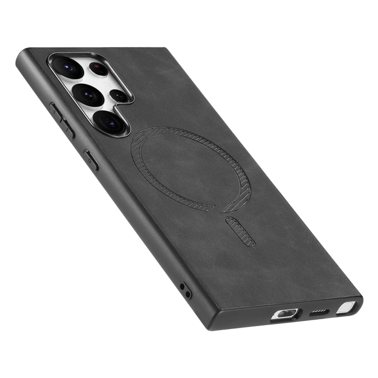 For Samsung Galaxy S24 5G Solid Color Retro Magsafe PU Back Cover Phone Case(Black)