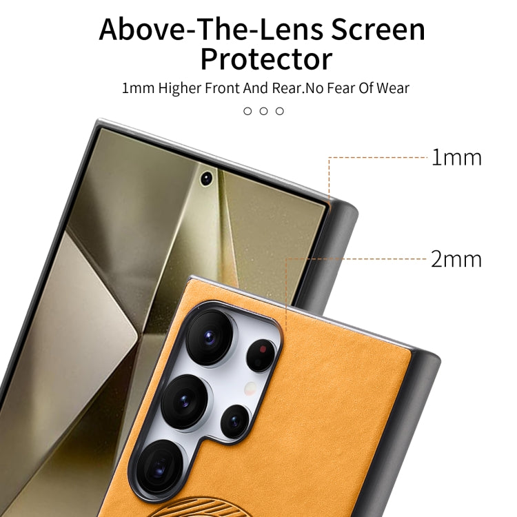 For Samsung Galaxy S24 5G Solid Color Retro Magsafe PU Back Cover Phone Case(Yellow)