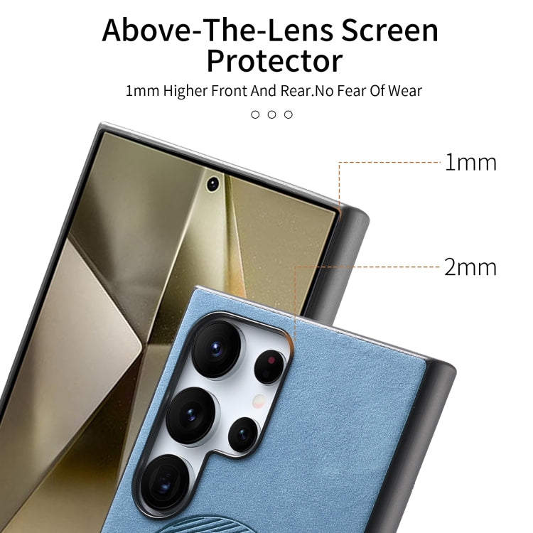 For Samsung Galaxy S24 5G Solid Color Retro Magsafe PU Back Cover Phone Case(Blue)