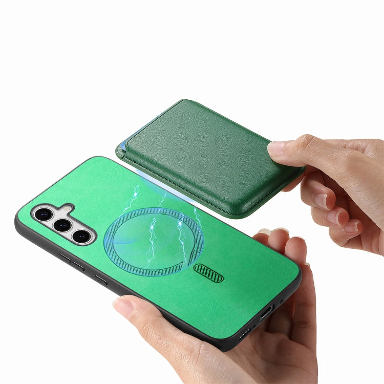 For Samsung Galaxy S24 5G Retro Magsafe Card Bag PU Back Cover Phone Case(Green)