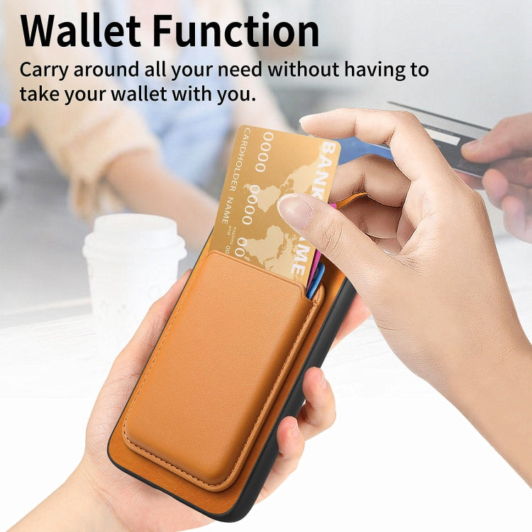 For Samsung Galaxy S24 5G Retro Magsafe Card Bag PU Back Cover Phone Case(Yellow)