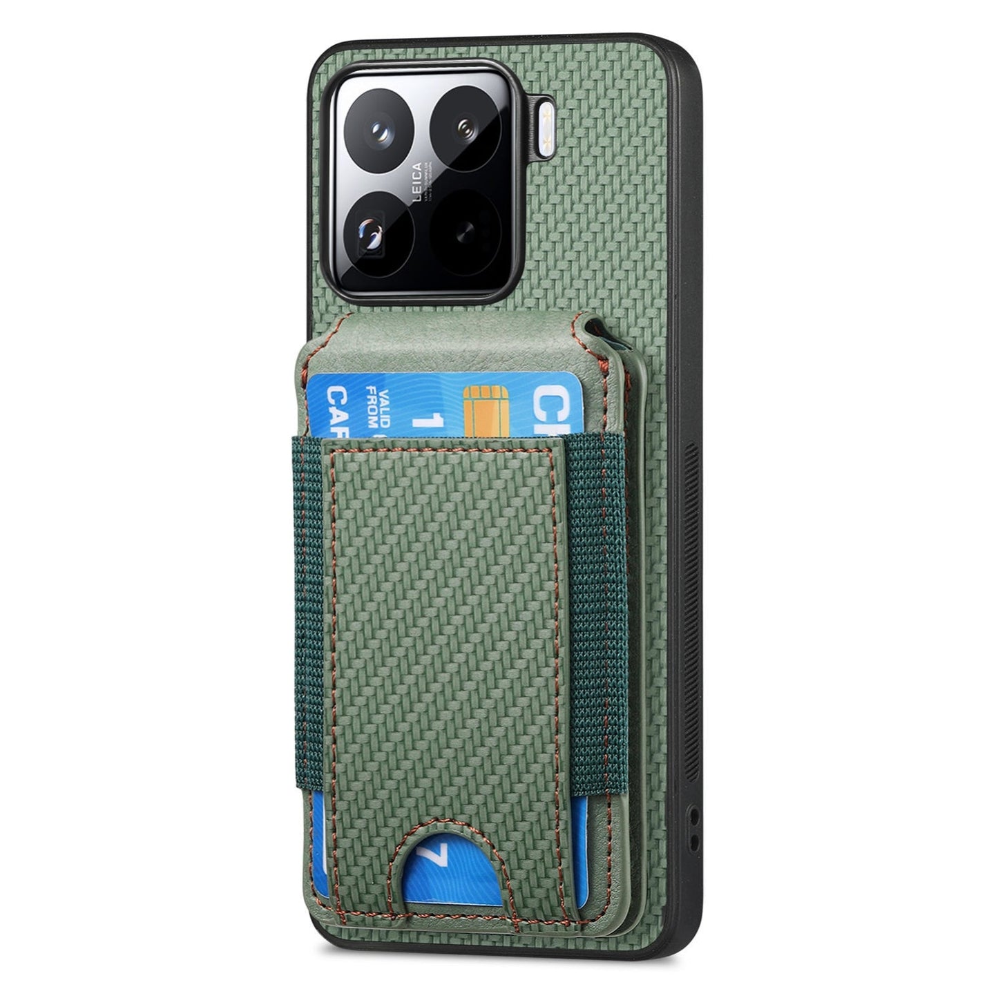 For Xiaomi 15 Carbon Fiber Vertical Flip Wallet Stand Phone Case(Green)