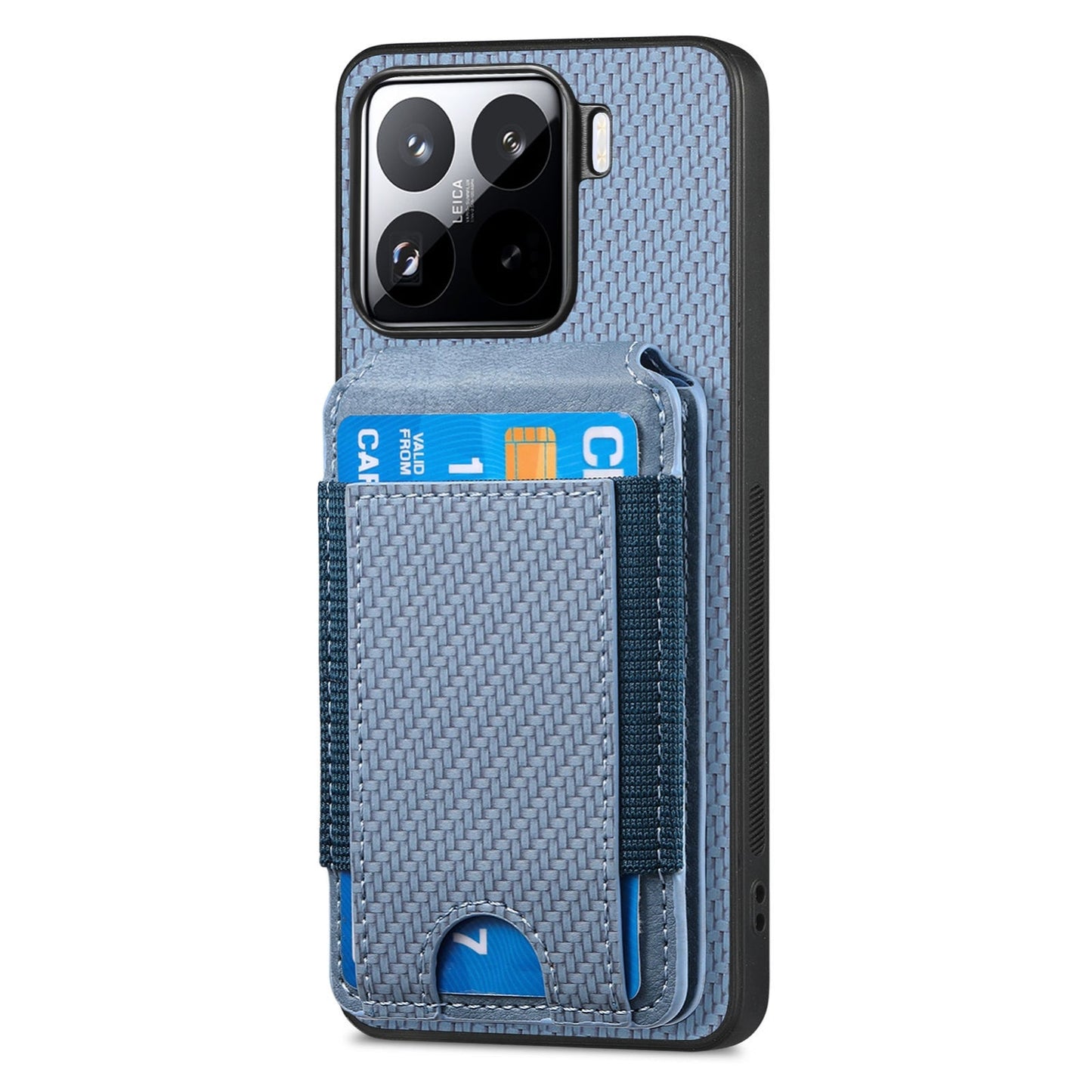 For Xiaomi 15 Pro Carbon Fiber Vertical Flip Wallet Stand Phone Case(Blue)