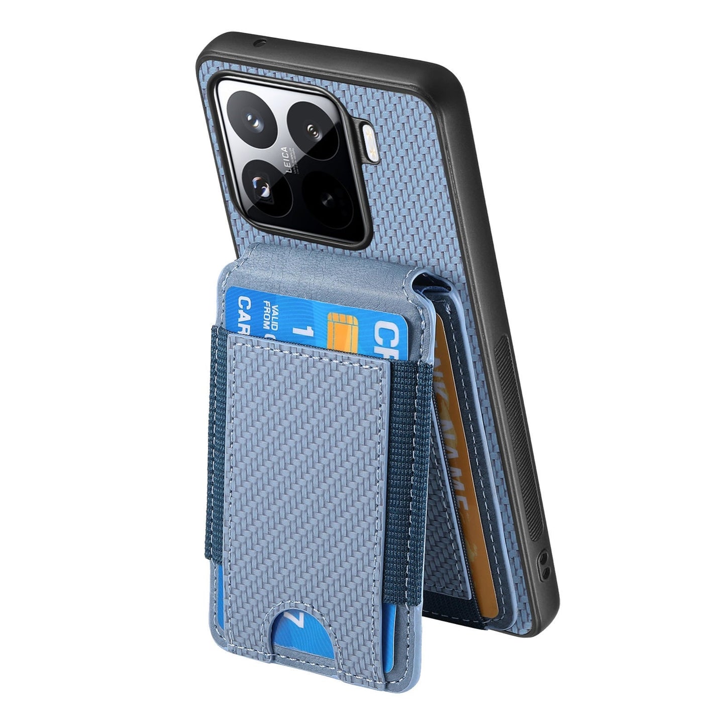 For Xiaomi 15 Pro Carbon Fiber Vertical Flip Wallet Stand Phone Case(Blue)