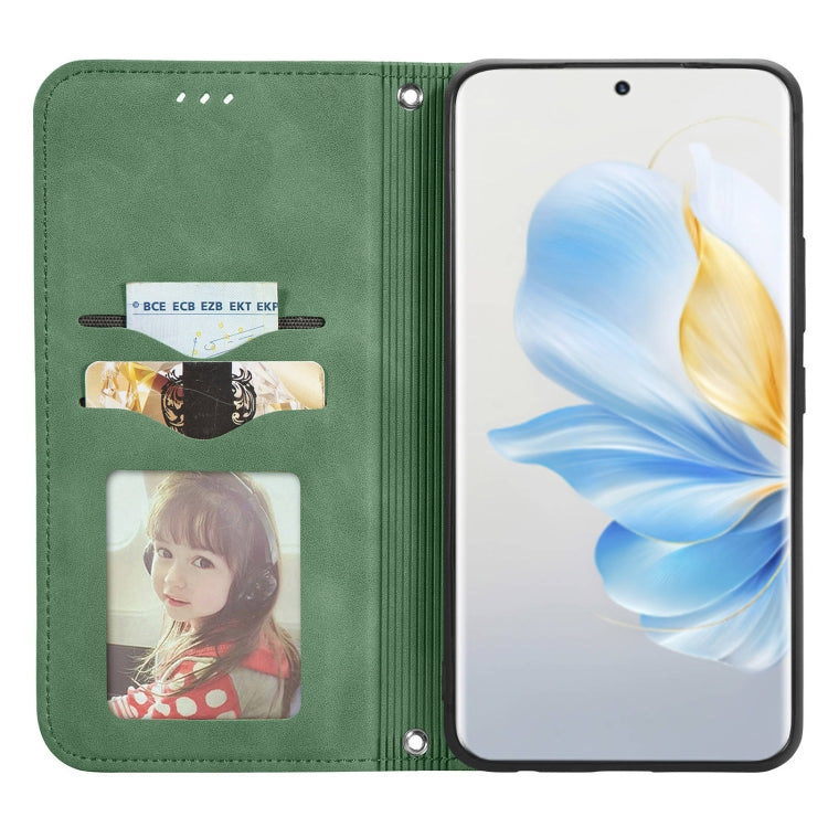 For Honor 100 Retro Skin Feel Magnetic Flip Leather Phone Case(Green)