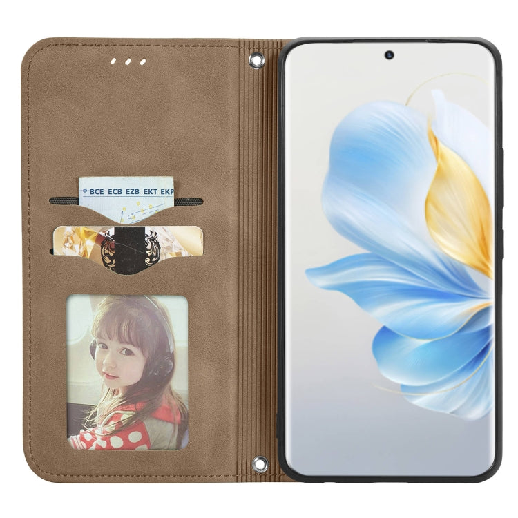 For Honor 100 Retro Skin Feel Magnetic Flip Leather Phone Case(Brown)